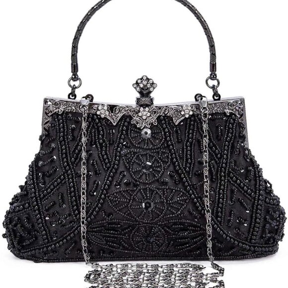 1920s Vintage Beaded Clutch Evening Bags for Women Formal Bridal